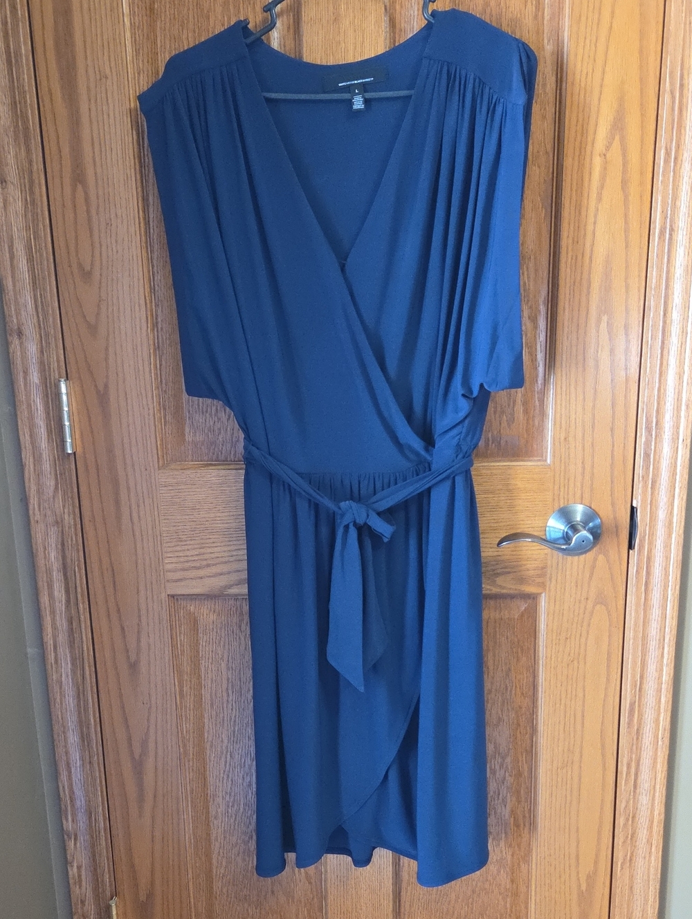 WHBM Deep Blue Wrap Dress with Tie Waist